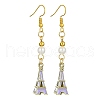 Alloy Enamel Eiffel Tower Dangle Earrings with Imitation Pearl Beaded EJEW-JE05422-02-1