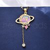 304 Stainless Steel Hot Pearl Enamel Constellation Planet Pendant Necklaces NJEW-D310-01B-G-5