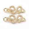 Brass Micro Pave Clear & Green Cubic Zirconia Links Connectors ZIRC-Z014-01G-3
