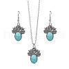 Bohemian Style Alloy & Synthetic Turquoise Pendant Necklaces & Dangle Earrings Sets WG2E1B4-03-2