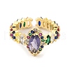 Mother's Day Rings Horse Eye Colorful Cubic Zirconia Open Cuff Ring RJEW-U003-24-3