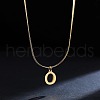 316 Surgical Stainless Steel Initial Pendant Flat Snake Chain Necklaces for Women WGC1053-15-1