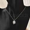 Brass Micro Pave Cubic Zirconia Four Leaf Clover Pendant Neckalces for Women NJEW-S448-02G-2