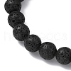 Natural Lava Rock Round Beaded Stretch Bracelets BJEW-JB09898-01-3