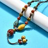 Ethnic Style Alloy & Porcelain Ceramic Beads Round Pendant Tassel Y Necklaces NJEW-D308-01A-1