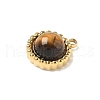 Natural Tiger Eye Half Round Charms STAS-P394-07G-04-2