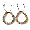 10mm Round Natural Picture Jasper Braided Bead Bracelets BJEW-C067-01C-28-1