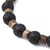 2Pcs Natural Lava Rock & Rudraksha & Coconut & Howlite Beads Stretch Couples Bracelets BJEW-JB11329-5