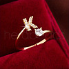 Brass Micro Pave Cubic Zirconia Cuff Rings WG75066-11-1