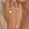 Elegant Stainless Steel Tulip Flower Link Chain Imitation Pearl Tassel Necklaces for Women's Daily Wear TI9112-1-3