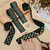 4 Yards 4 Styles Flat Polyester Elastic Cord with Laser Tartan/Stripe/Rhombus Paillettes OCOR-FG0002-81-3