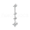 304 Stainless Steel Pave Clear Cubic Zirconia Curved Barbell Dangle Belly Rings FS-WG7A03F-07-1