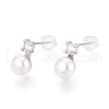 Brass Natural Pearl Stud Earrings PEAR-N020-08G-1