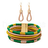 Alloy with Polyester Cord Multilayer Necklaces & Teardrop Dangle Earrings Sets FS-WGF58CA-05-2