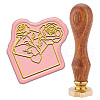 Golden Tone Wax Seal Brass Stamps with Wood Handles AJEW-WH20032-006-1