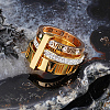 Roman Numerals 304 Stainless Steel & Crystal Rhinestone Finger Rings FS-WGD9A22-54-1