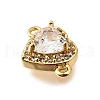Brass Clear Cubic Zirconia Connector Charms KK-U065-08G-2