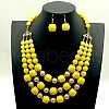 Acrylic Round Beaded Multilayer Necklaces & Dangle Earrings Sets FS-WG7ABDD-02-1
