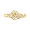 Brass Micro Pave Clear Cubic Zirconia Fold Over Clasps KK-M311-17G-1