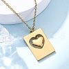 304 Stainless Steel Rectangle with Heart Pendant Necklaces for Women NJEW-Z065-03G-1