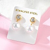 304 Stainless Steel Plastic Pearl Round Dangle Stud Earrings EJEW-V008-01G-3