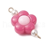 Two Tone Opaque Acrylic & Glass Pearl Flower Connector Charms PALLOY-JF03484-01-4