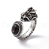 Dragon Head Natural Gemstone Cuff Rings RJEW-G273-03AS-5