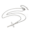 304 Stainless Steel Cross Pendant Cable Chain Necklaces NJEW-S442-05P-4