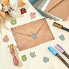 Golden Tone Wax Seal Brass Stamps with Wood Handles AJEW-WH20032-002-4
