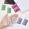 FIBLOOM 4 Pairs 4 Colors Acrylic Audio Tape Shape Dangle Earrings with 304 Stainless Steel Pins for Women EJEW-FI0003-26-3