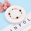 Natural Pearl and Red Agate Bead Links Bracelets BJEW-N031-02G-1