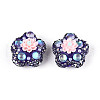 Flower Shape Polymer Clay Rhinestone Beads CLAY-U023-01F-1
