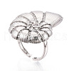 Brass Micro Pave Cubic Zirconia Adjustable Open Cuff Rings for Women RJEW-N051-02P-1