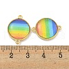 Rack Plating Brass Pave Rainbow Color Resin Connector Charms KK-M290-03C-G-3