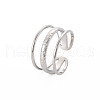 Non-Tarnish 304 Stainless Steel Triple Line Open Cuff Ring for Women RJEW-S405-171P-3