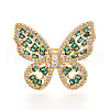 Adjustable Brass Micro Pave Cubic Zirconia Finger Rings for Women KK-T074-04G-2