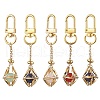Stainless Steel Macrame Chain Pouch Round Natural Lapis Lazuli & Amethyst & Green Aventurine & Carnelian & Rose Quartz Holder Pendant Decorations HJEW-JM02050-01-1