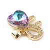 Real 18K Gold Plated Rack Plating Brass Micro Pave Clear Cubic Zirconia Pendants KK-C015-26G-14-2