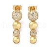 Brass Micro Pave Cubic Zirconia Dangle Stud Earrings EJEW-P252-06A-G-1