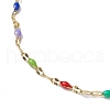 304 Stainless Steel Enamel Link Chains Anklets AJEW-AN00588-01-3