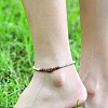 Alloy Column & Dyed Synthetic Turquoise Heishi Braided Beaded Adjustable Anklets for Women FS-WG1CCC6-02-2