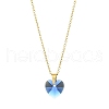 Heart Glass Pendant Necklaces NJEW-K117-01G-2
