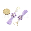 Glass Pearl Beaded Star with Tassel Dangle Leverback Earrings EJEW-MZ00054-5