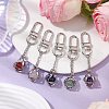 Stainless Steel Macrame Chain Pouch Round Natural Lapis Lazuli & Amethyst & Green Aventurine & Carnelian & Rose Quartz Holder Pendant Decorations HJEW-JM02047-2