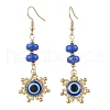 Evil Eye with Sun Resin Glass Seed Beads Dangle Earrings EJEW-MZ00421-2