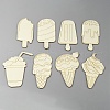 8Pcs 8 Styles Unfinished Wood Cabochons WOOD-CJC0011-03-1