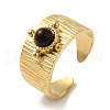 6Pcs 6 Style Rectangle & Horse Eye & Half Round 304 Stainless Steel Open Cuff Rings Set RJEW-P092-03G-M-4