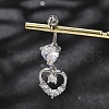 Alloy Crystal Rhinestone Dangle Curved Barbell Belly Rings AJEW-R007-04P-06-1