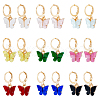 FIBLOOM 9 Pairs 9 Colors Butterfly Acrylic Dangle Leverback Earrings EJEW-FI0001-97-1