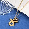 304 Stainless Steel Glass Drill Birth Stone Constellation Pendant Necklaces STAS-D305-08G-B-5